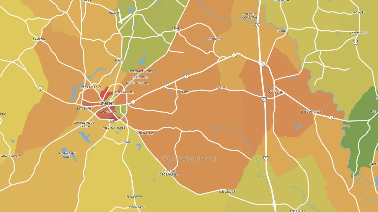 Chester County, SC Map of Assault Rates