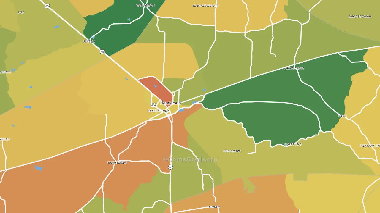 Chester County, TN Map of Assault Rates