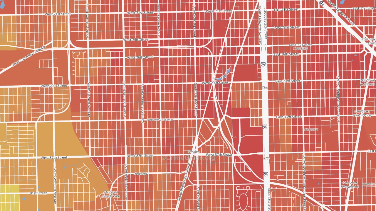 Chester Highlands, Chicago, IL Map of Assault Rates