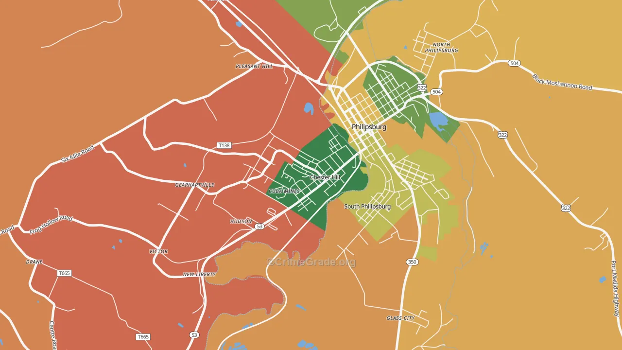 Chester Hill, PA Map of Assault Rates