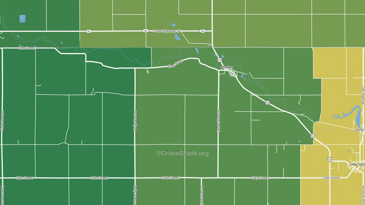 Chester, IA Map of Assault Rates