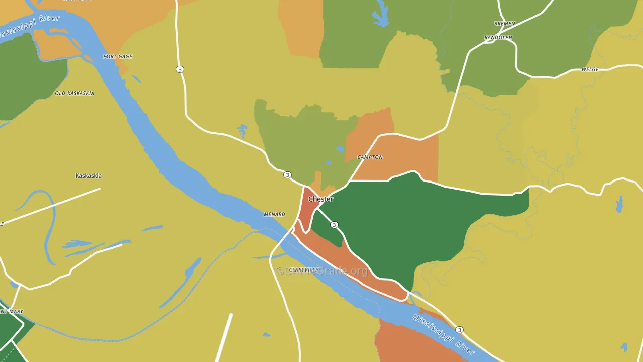 Chester, IL Map of Assault Rates