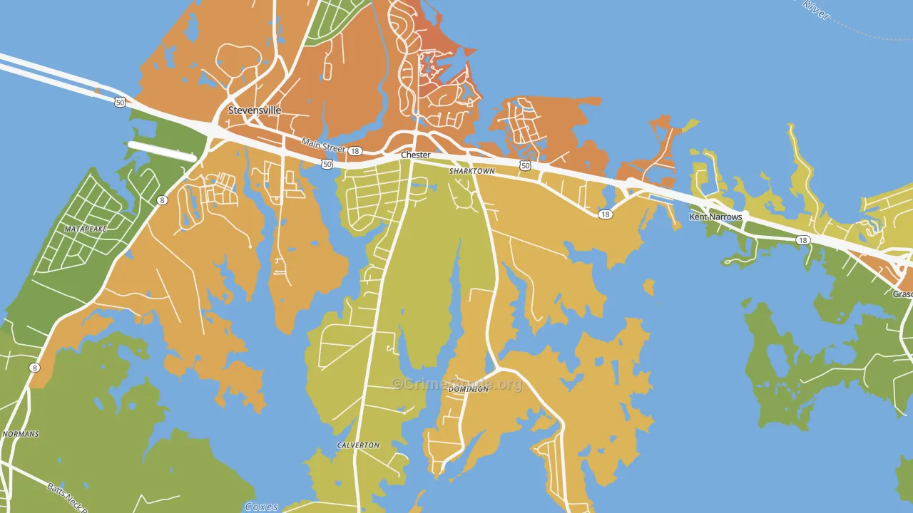 Chester, MD Map of Assault Rates