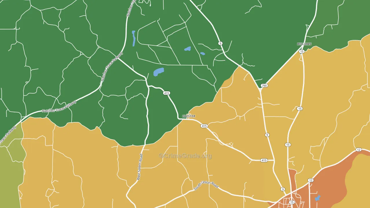 Chester, MS Map of Assault Rates