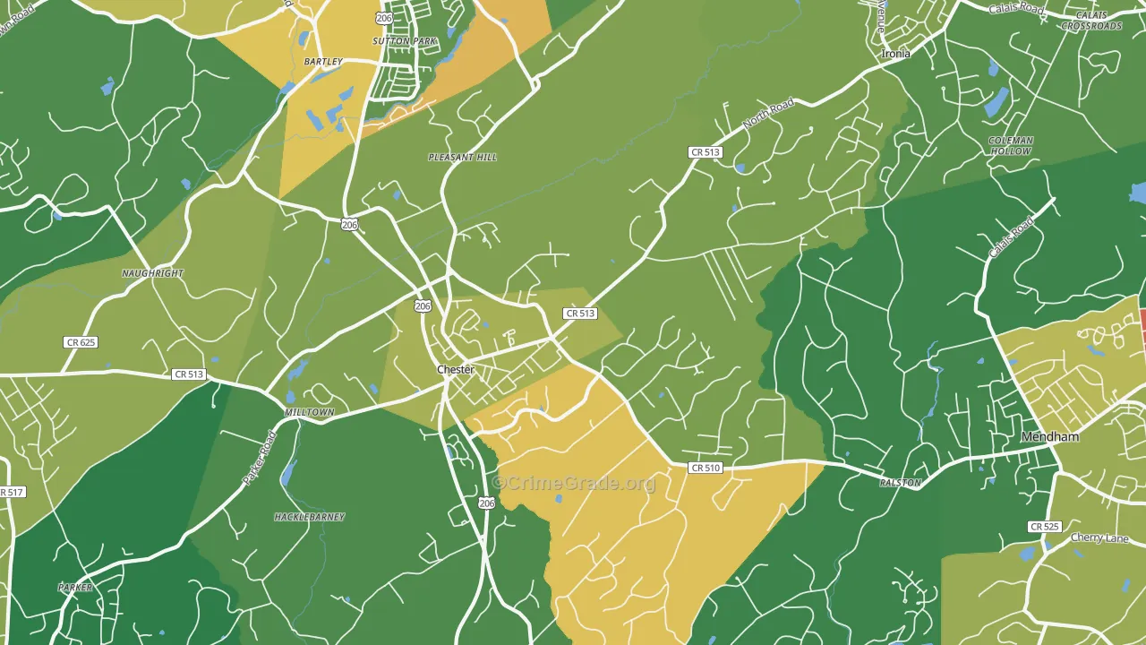 Chester, NJ Map of Assault Rates