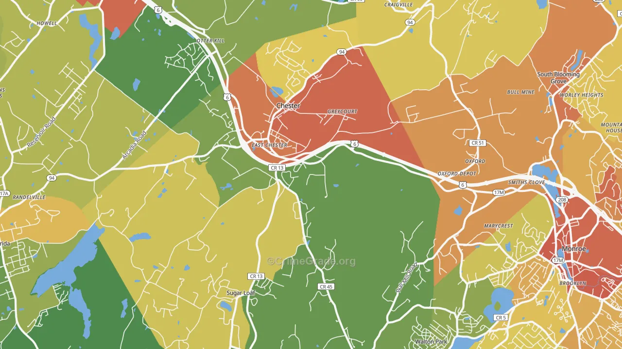 Chester, NY Map of Assault Rates