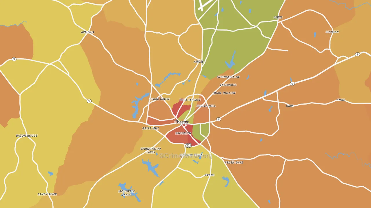 Chester, SC Map of Assault Rates