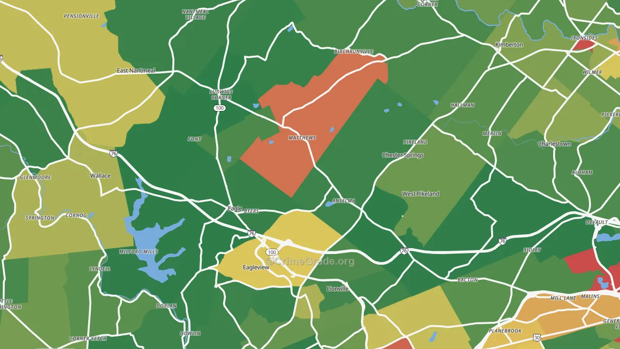 Chester Springs, PA Map of Assault Rates