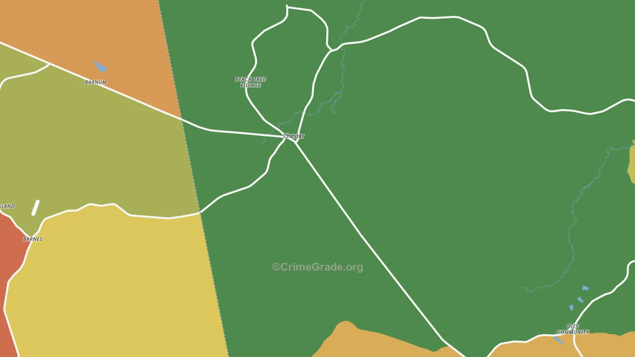 Chester, TX Map of Assault Rates