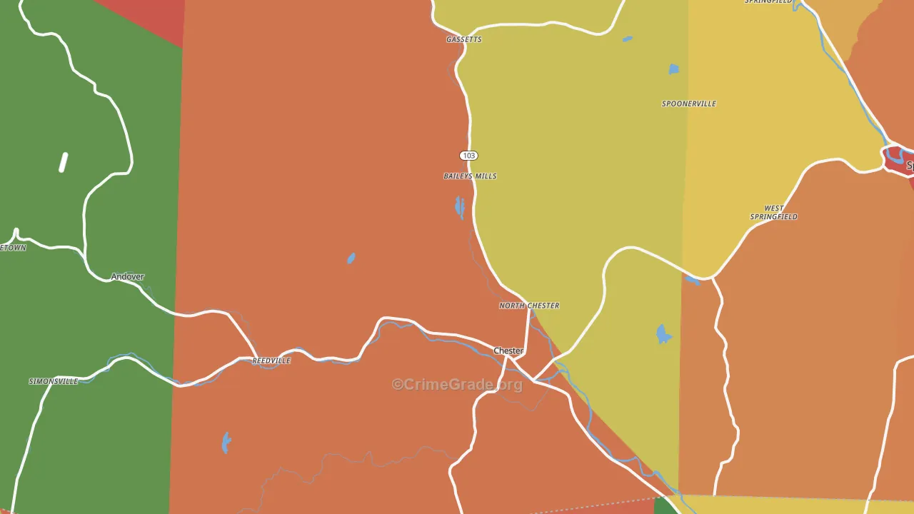 Chester, VT Map of Assault Rates