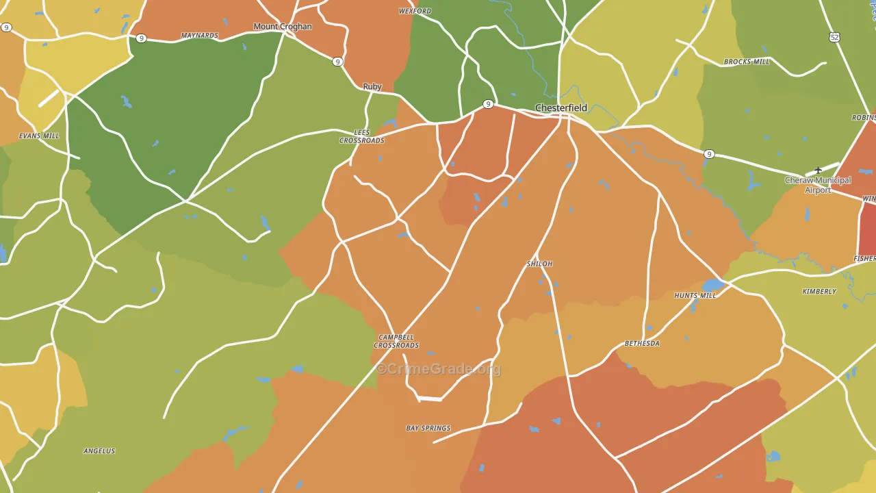Chesterfield County, SC Map of Assault Rates