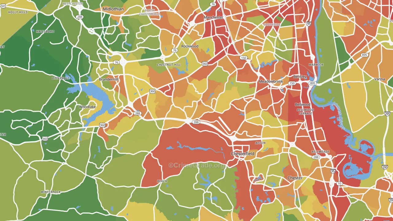 Chesterfield County, VA Map of Assault Rates