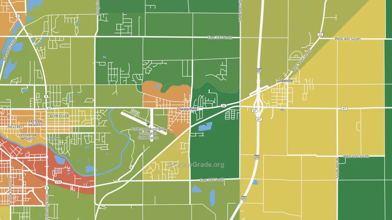 Chesterfield, IN Map of Assault Rates