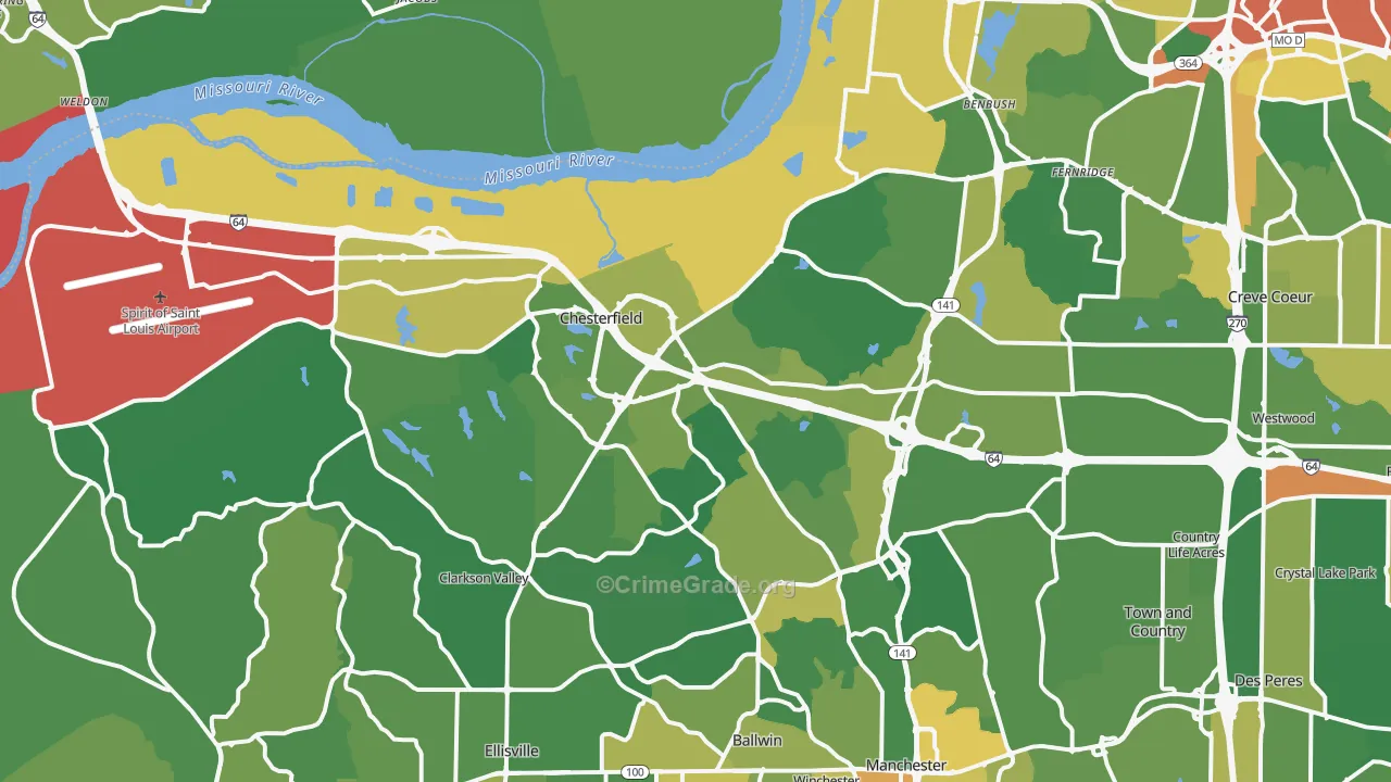 Chesterfield, MO Map of Assault Rates