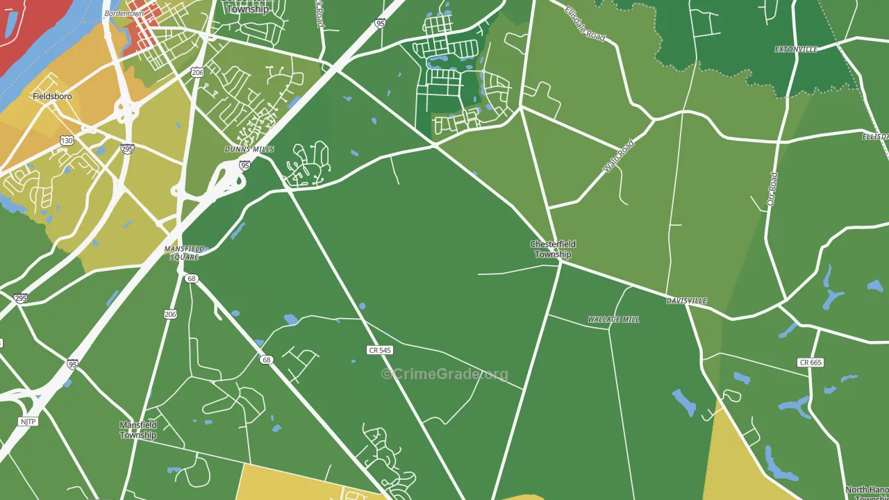 Chesterfield, NJ Map of Assault Rates