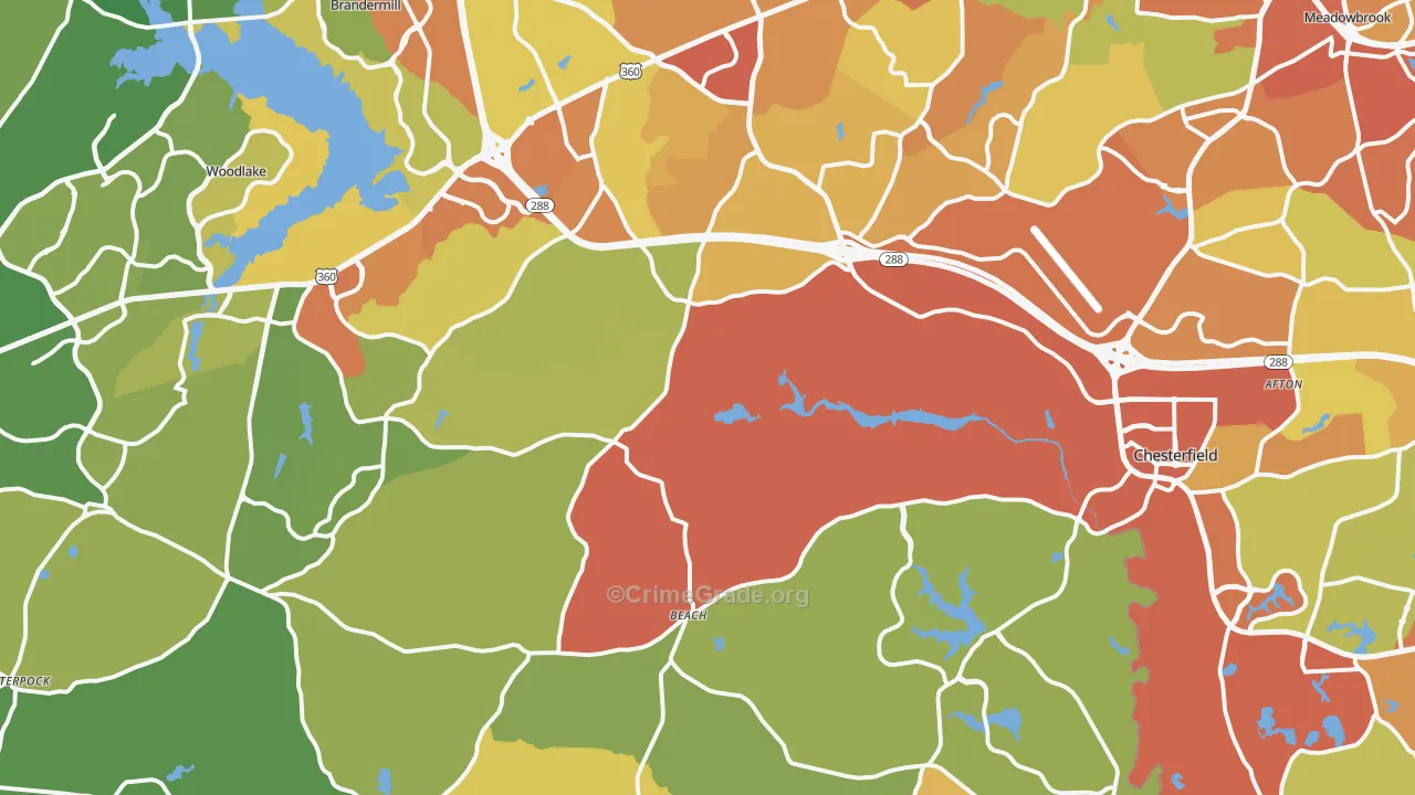 Chesterfield, VA Map of Assault Rates