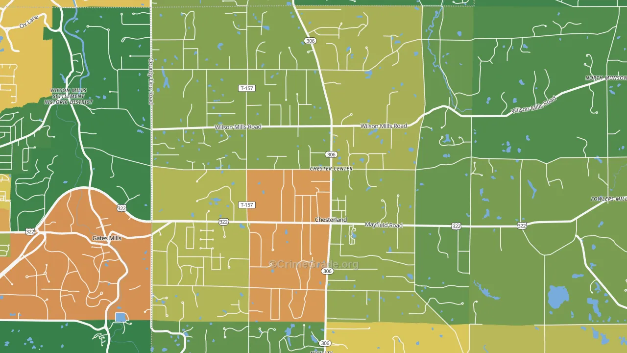 Chesterland, OH Map of Assault Rates