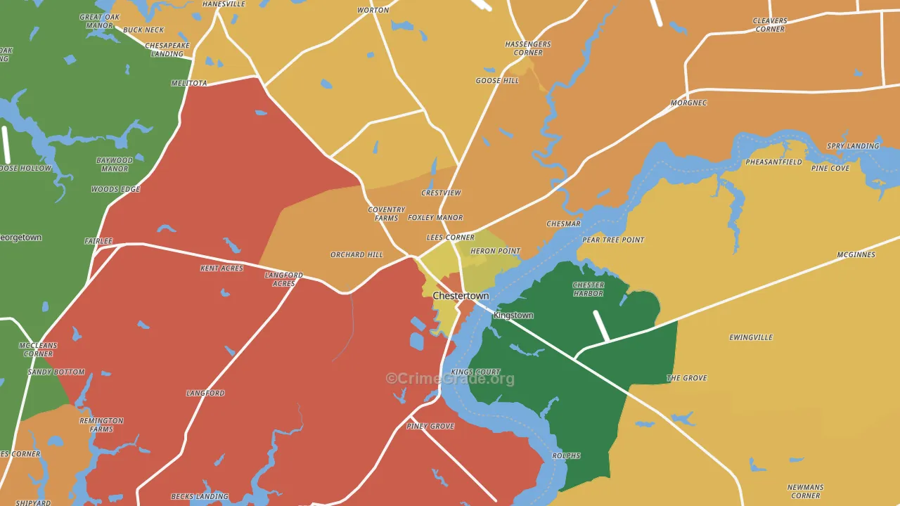 Chestertown, MD Map of Assault Rates