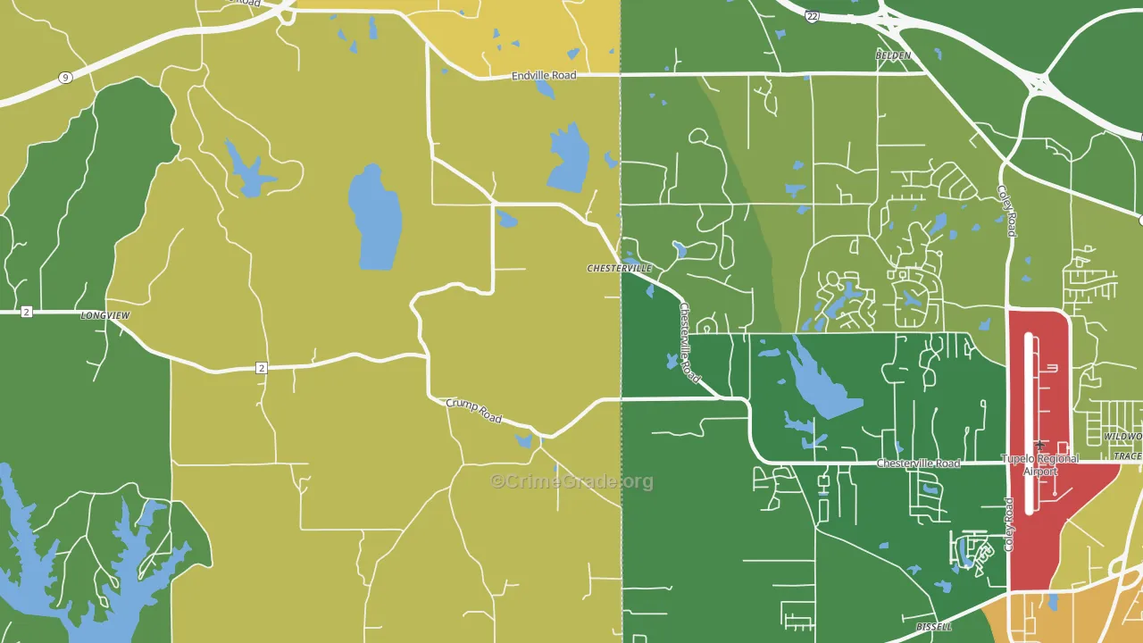 Chesterville, MS Map of Assault Rates