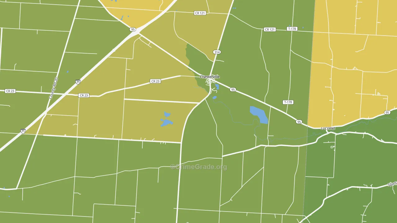 Chesterville, OH Map of Assault Rates