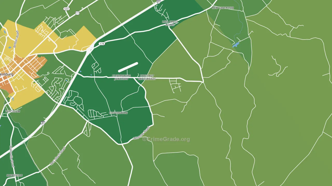Chestnut Crossroads, PA Map of Assault Rates