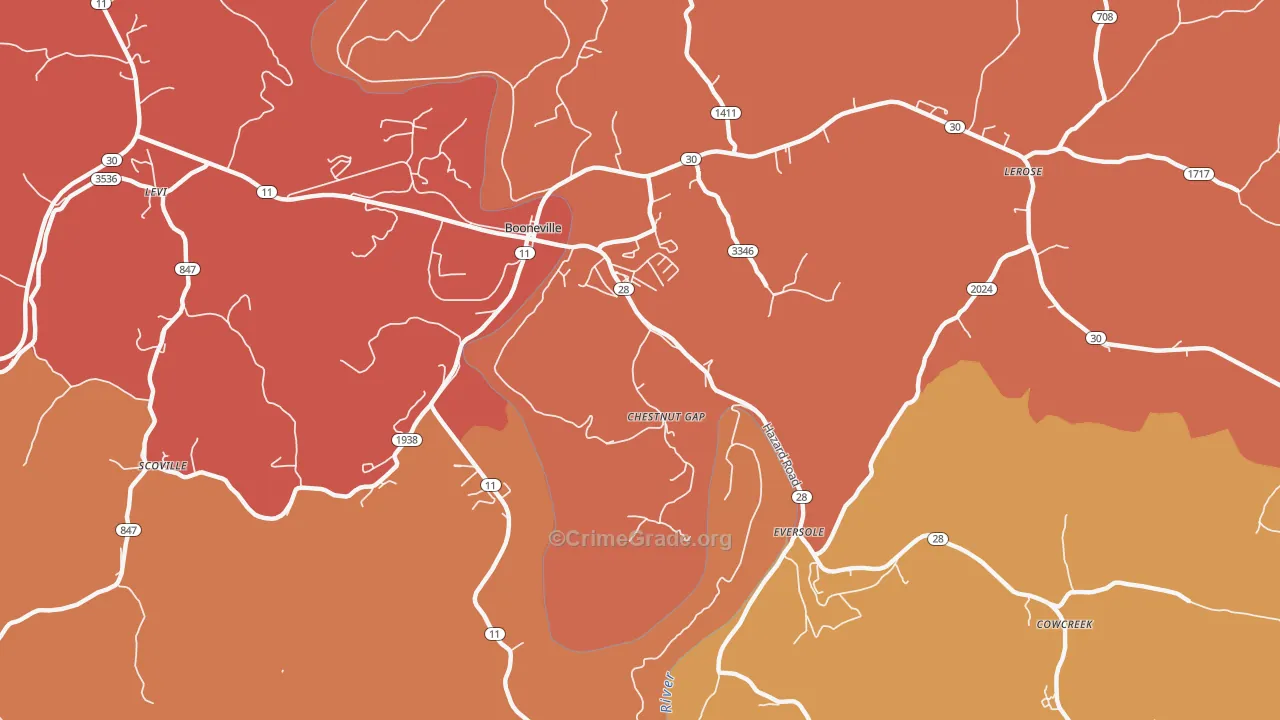 Chestnut Gap, KY Map of Assault Rates
