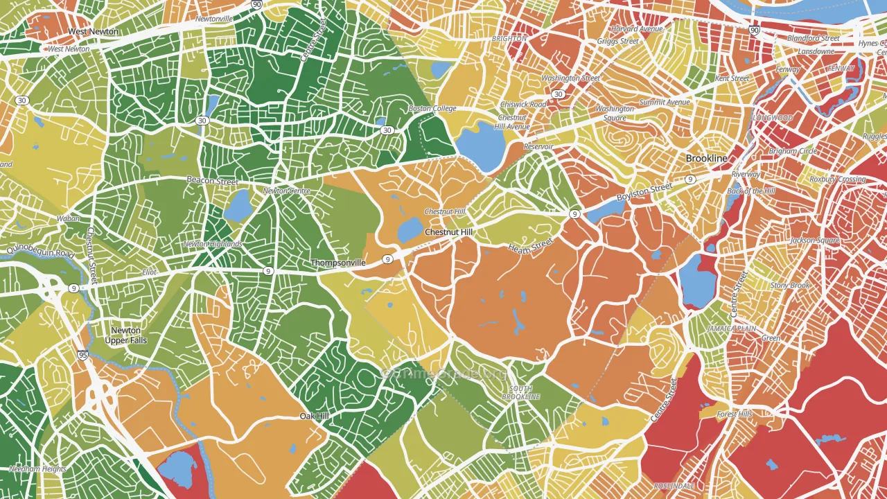 Chestnut Hill, MA Map of Assault Rates