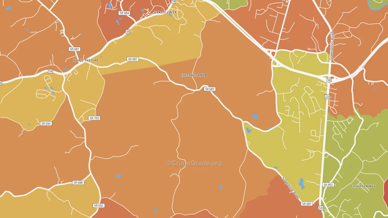 Chestnut Knob, VA Map of Assault Rates