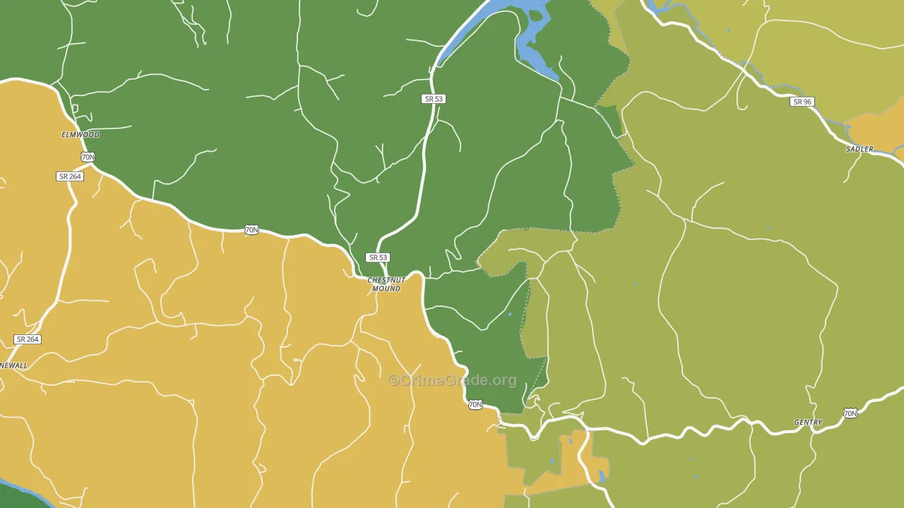 Chestnut Mound, TN Map of Assault Rates