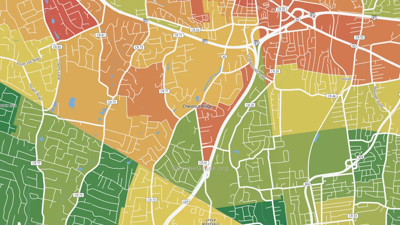 Chestnut Ridge, NY Map of Assault Rates