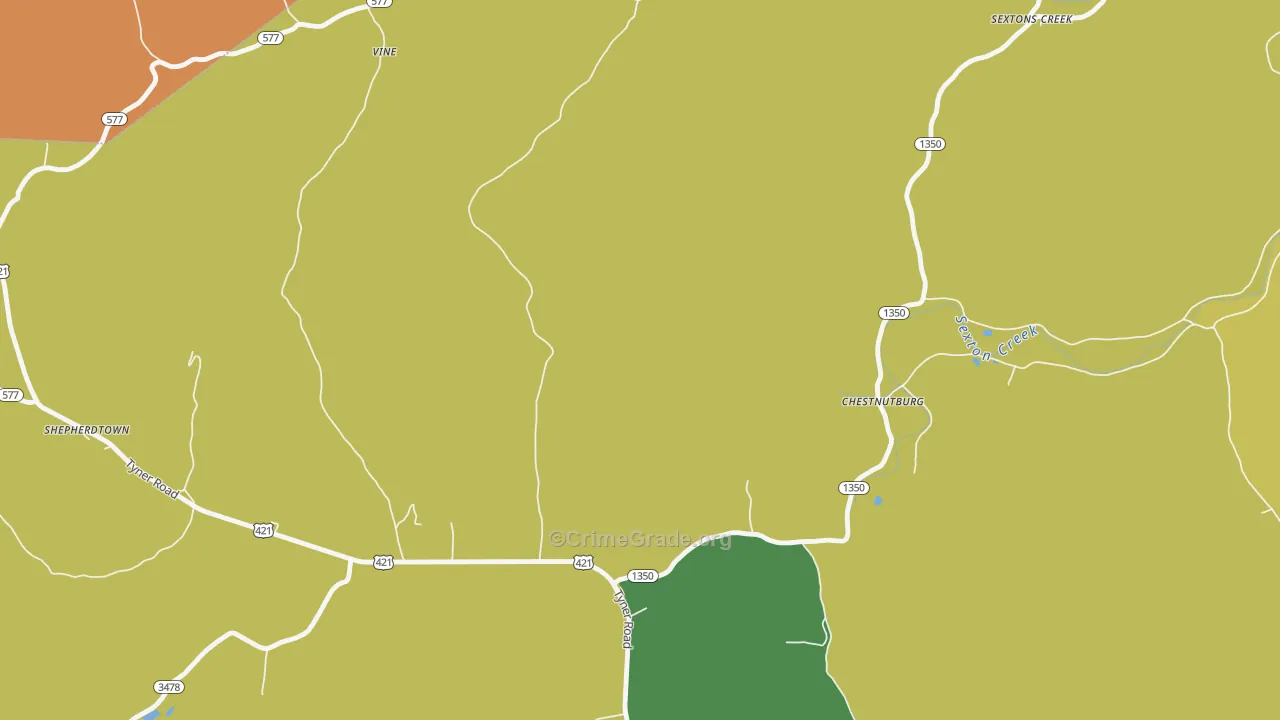 Chestnutburg, KY Map of Assault Rates