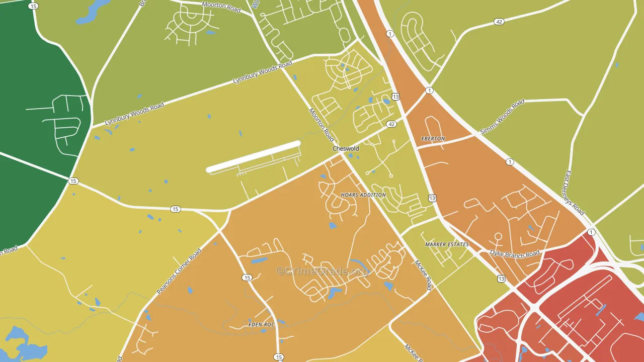 Cheswold, DE Map of Assault Rates