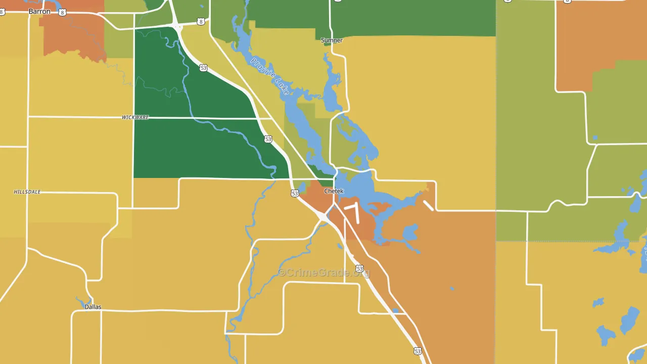 Chetek, WI Map of Assault Rates