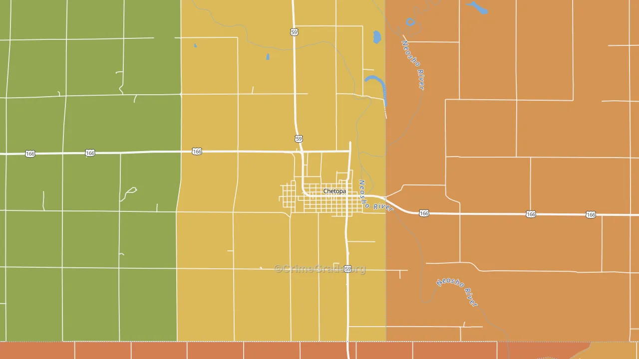 Chetopa, KS Map of Assault Rates