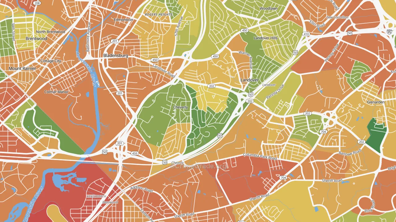 Cheverly, MD Map of Assault Rates