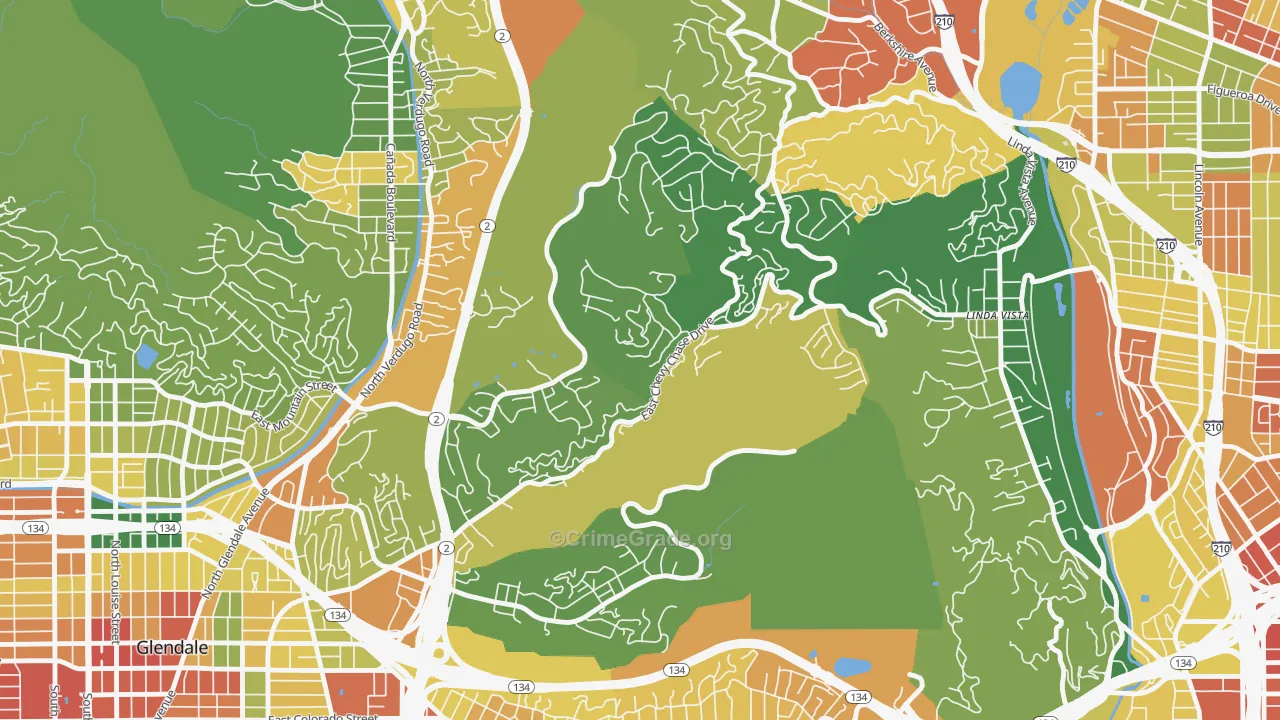 Chevy Chase, Glendale, CA Map of Assault Rates
