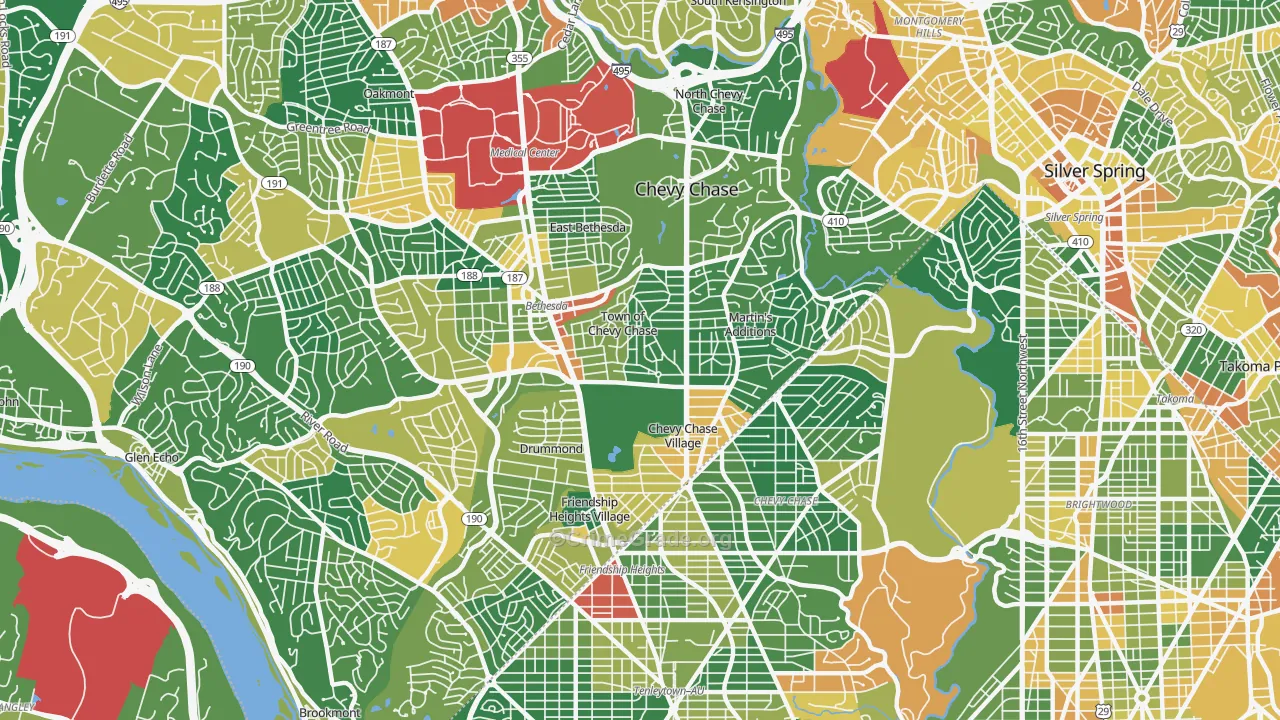 Chevy Chase, MD Map of Assault Rates