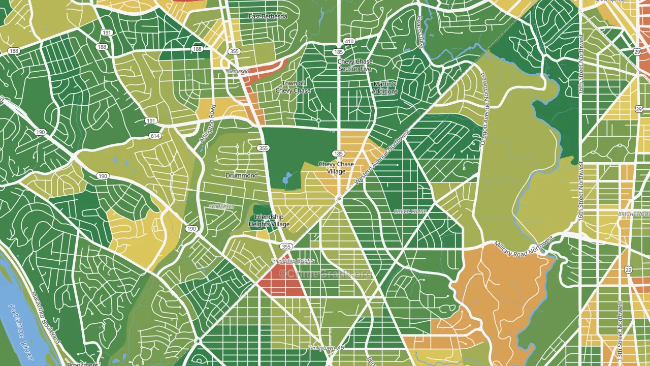 Chevy Chase Village, MD Map of Assault Rates