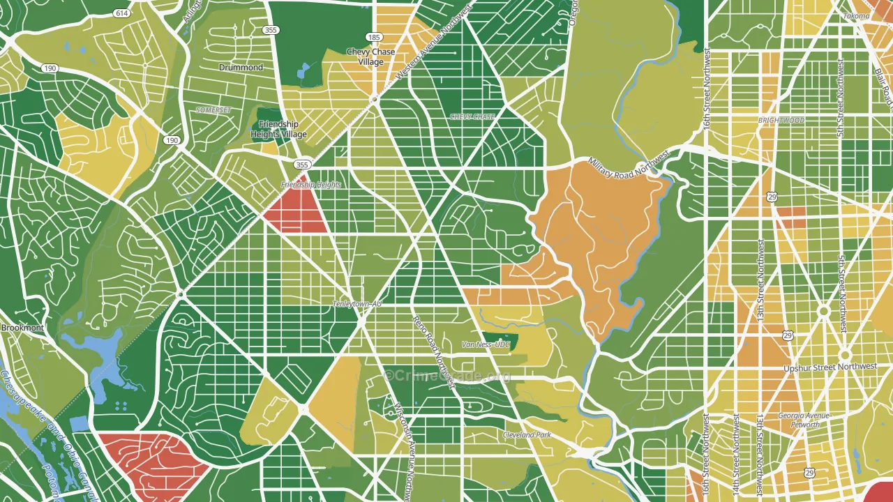 Chevy Chase, Washington, DC Map of Assault Rates