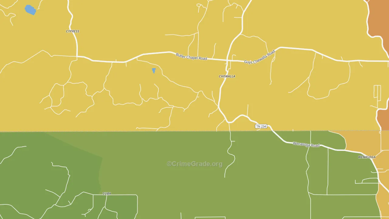 Chewalla, TN Map of Assault Rates