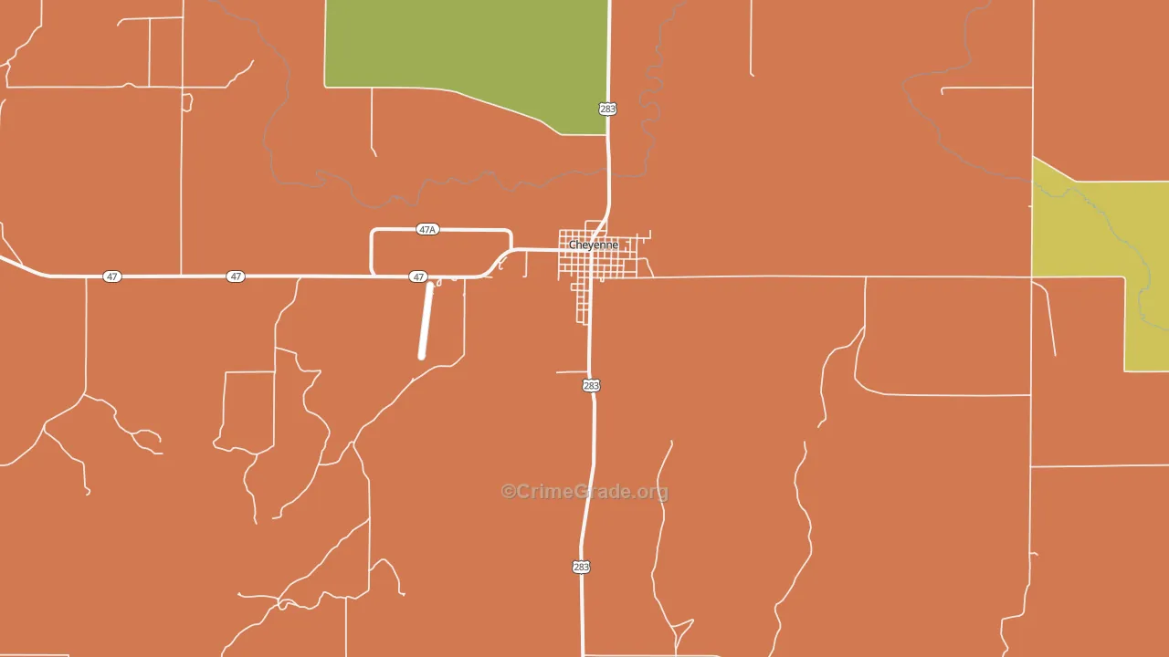 Cheyenne, OK Map of Assault Rates