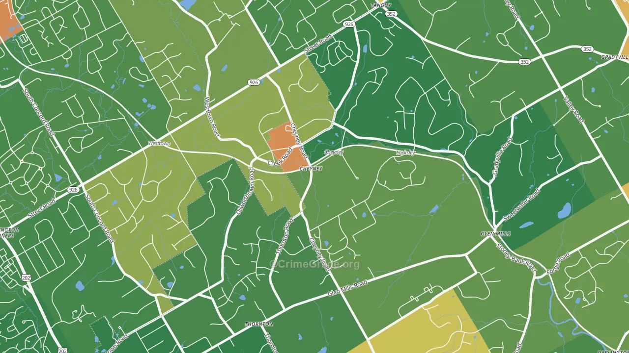 Cheyney, PA Map of Assault Rates
