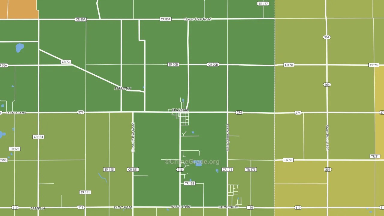 Chickasaw, OH Map of Assault Rates