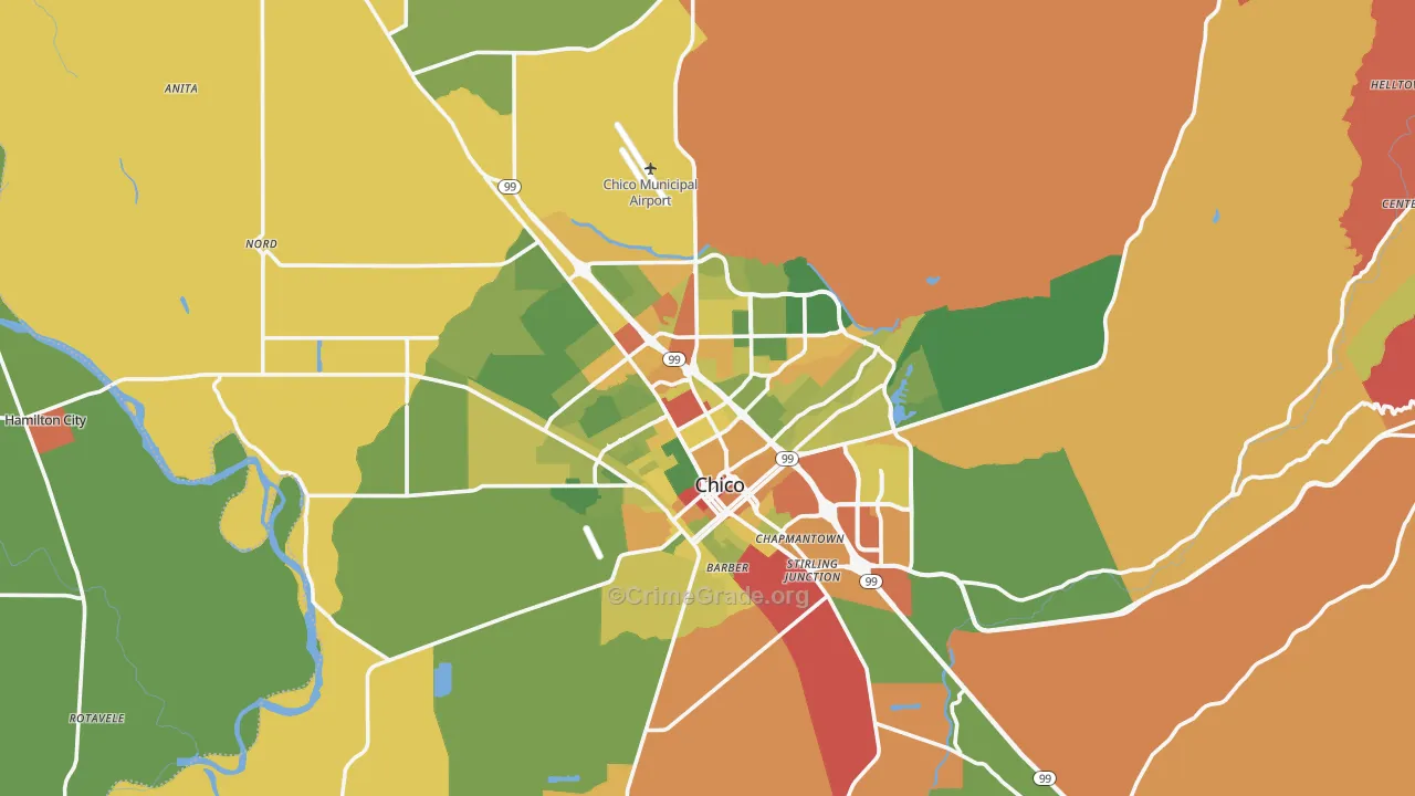 Chico, CA Map of Assault Rates