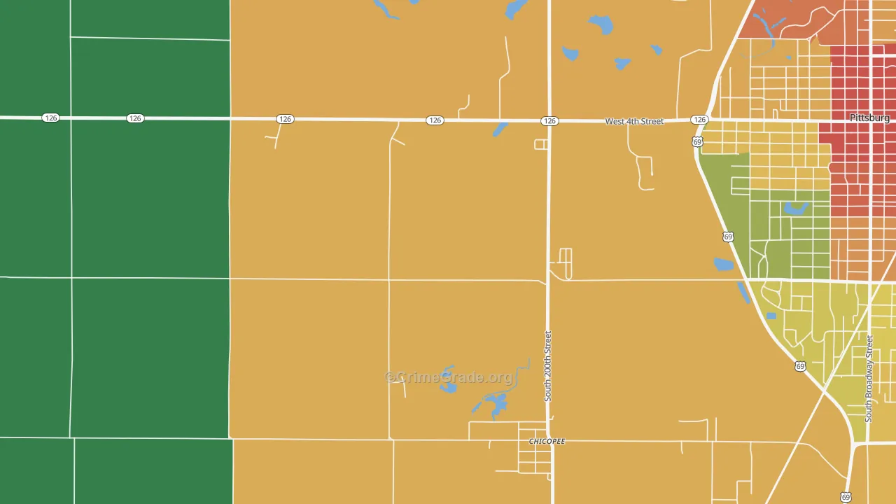 Chicopee, KS Map of Assault Rates