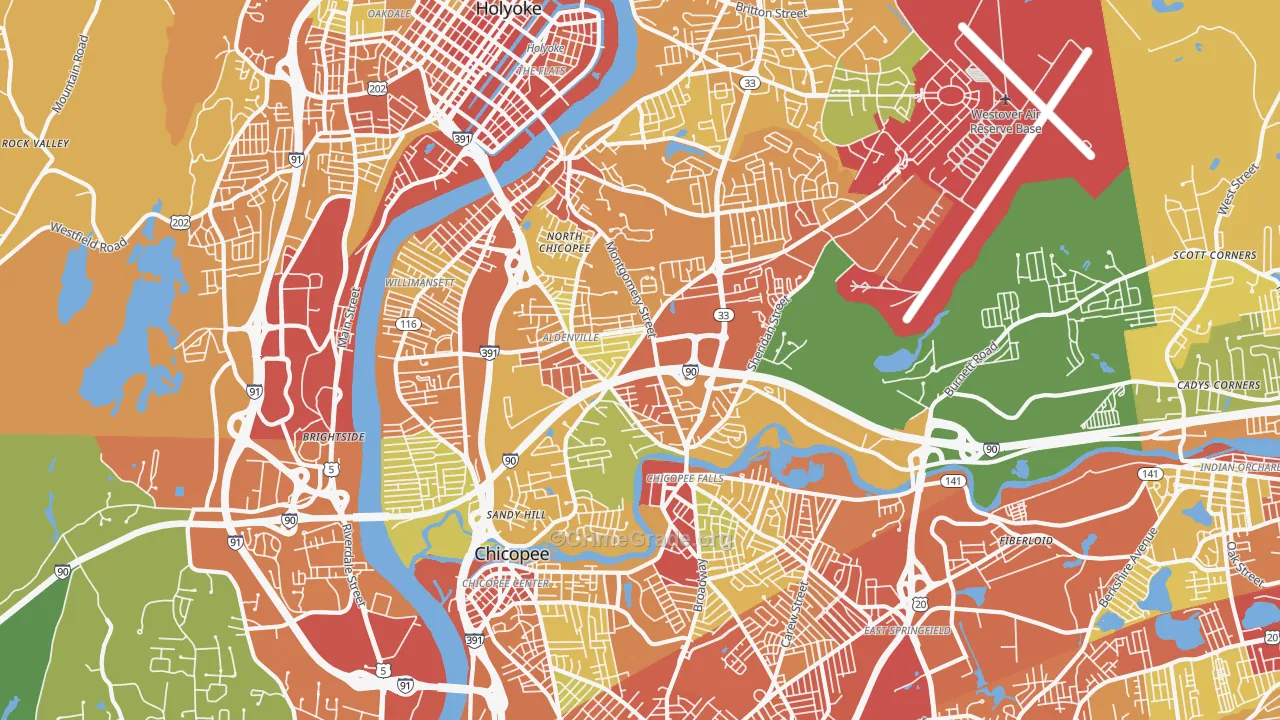 Chicopee, MA Map of Assault Rates