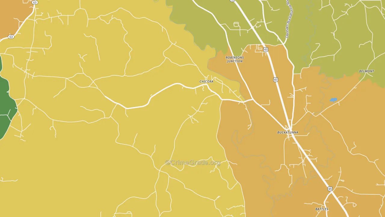 Chicora, MS Map of Assault Rates