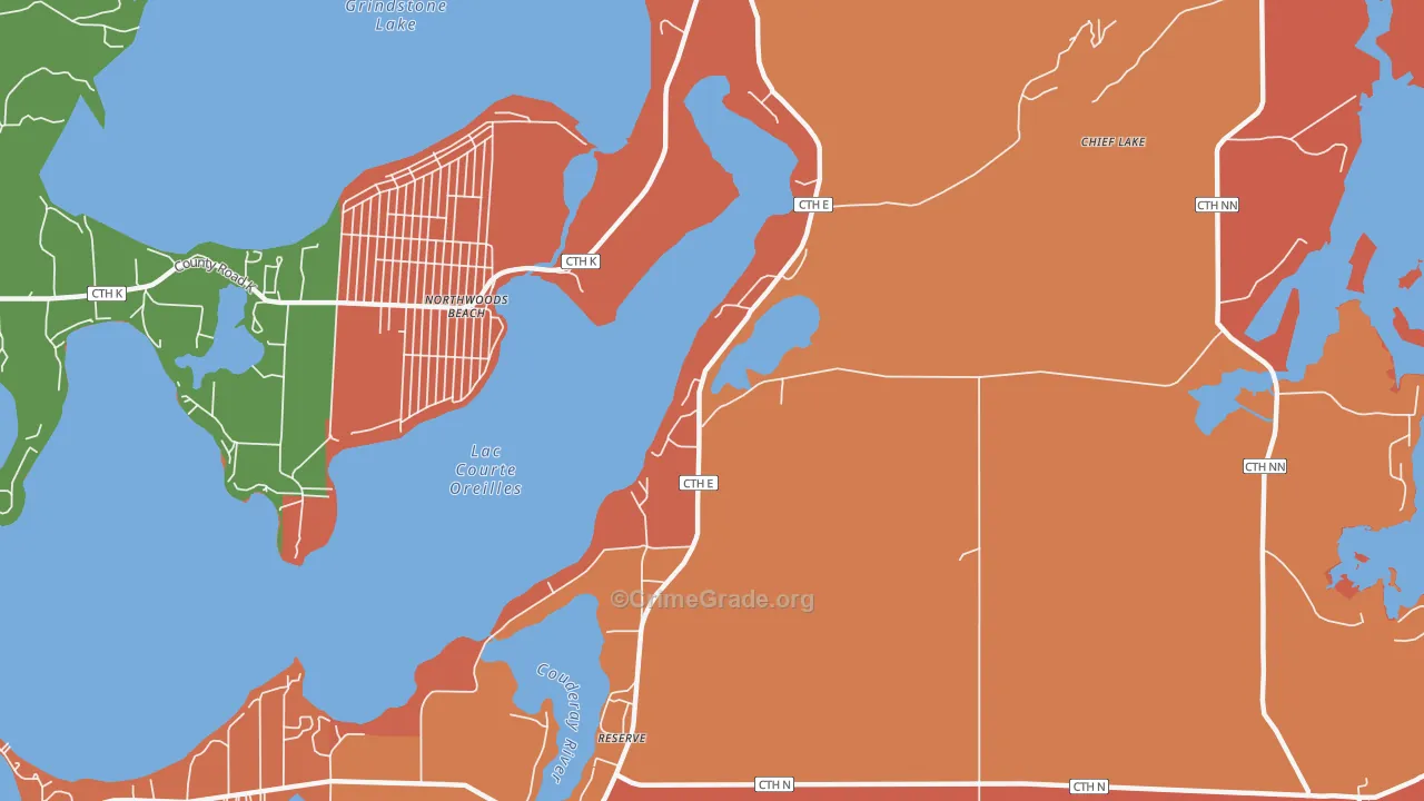 Chief Lake, WI Map of Assault Rates