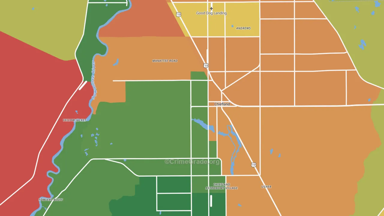 Chiefland, FL Map of Assault Rates