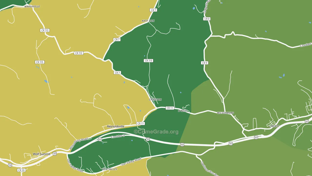 Chiefton, WV Map of Assault Rates